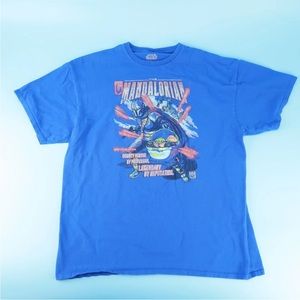 STAR WARS THE MANDALORIAN BABY YODA T-SHIRT BLUE MENS SIZE XL